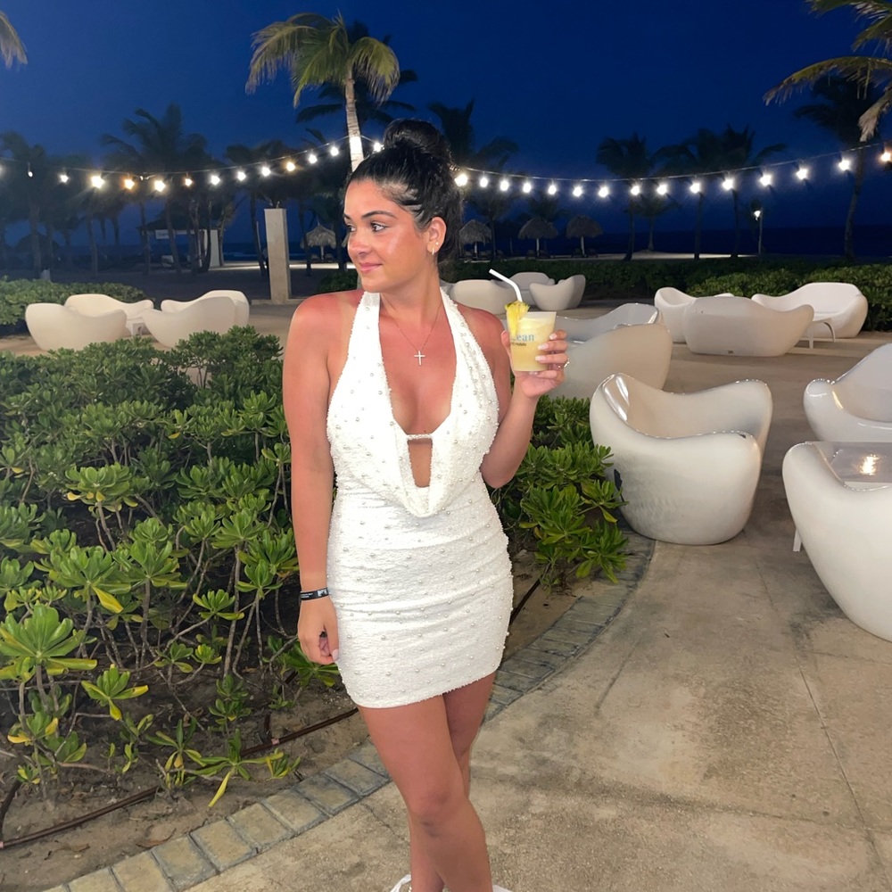 Pearl halter neck dress